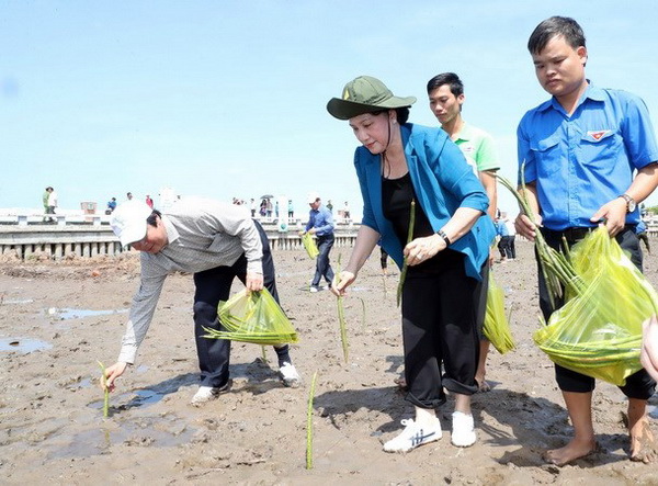 Chủ tịch Quốc hội Nguyễn Thị Kim Ngân trồng cây tại điểm cực Nam của Tổ quốc